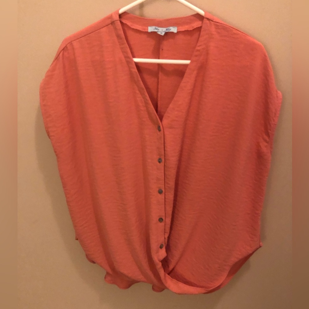 She and Sky lite coral blouse